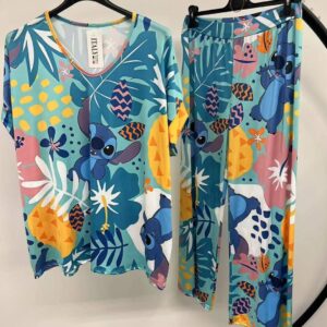conjunto de licra fría de lino y Stitch.
