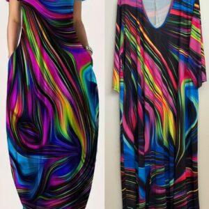 Vestido licra negro con colores .