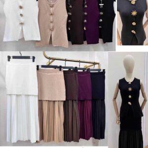 Conjunto de chalequillo y falda gasa.