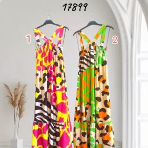Vestido animal print volante debajo.