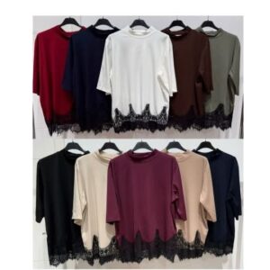 Camiseta de algodón con encaje.