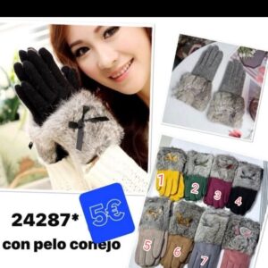 Guantes de mujer con pelitos.