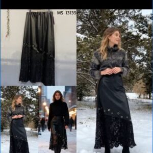 Falda de tachuelas con encaje