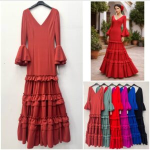 vestido de flamenca con volantes grandes y pequeños.