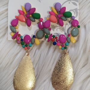 Pendientes de flamenca con lágrimas doradas.