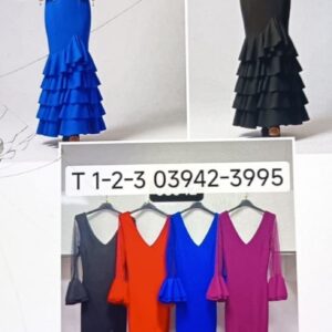 vestido de flamenca con 5 volantes y manga de plumeti.