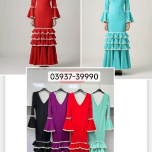 Bata flamenca con volantes pequeños y grande.