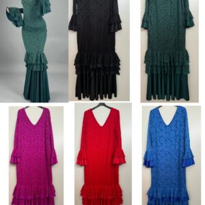 Vestido flamenca encaje con 3 volantes.
