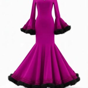 vestido flamenca un sólo volante de clavel.