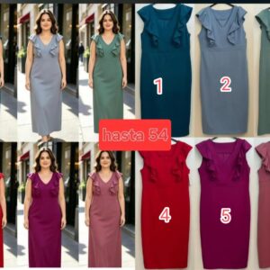 vestido con volante en la parte del pecho.