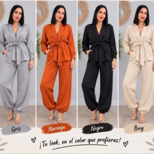conjunto de pantalón y chaqueta lazada.