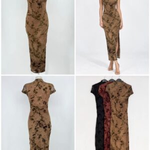 vestido estilo japonés de gasa estampado.