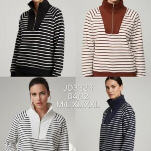 Jersey de rayas cuello cremallera.